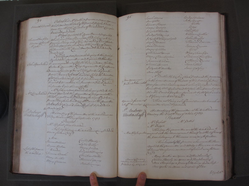 St Andrew Undershaft - Workhouse Minute Book 1748-1780 p94-95 image 1