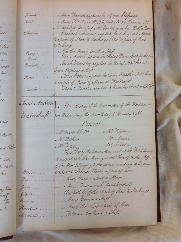 St Andrew Undershaft - Workhouse Minute Book 1780-1801 p15 image 1