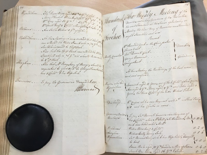 Forehoe Hundred - House of Industry Minute Book 1805-1807 p390-391 image 1 Forehoe Hundred - House of Industry Minute Book 1805-1807 p390-391 image 1