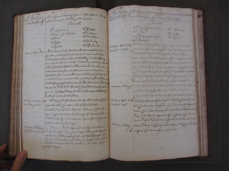 St Andrew Undershaft - Workhouse Minute Book 1732-1748 p134-135 image 1 St Andrew Undershaft - Workhouse Minute Book 1732-1748 p134-135 image 1