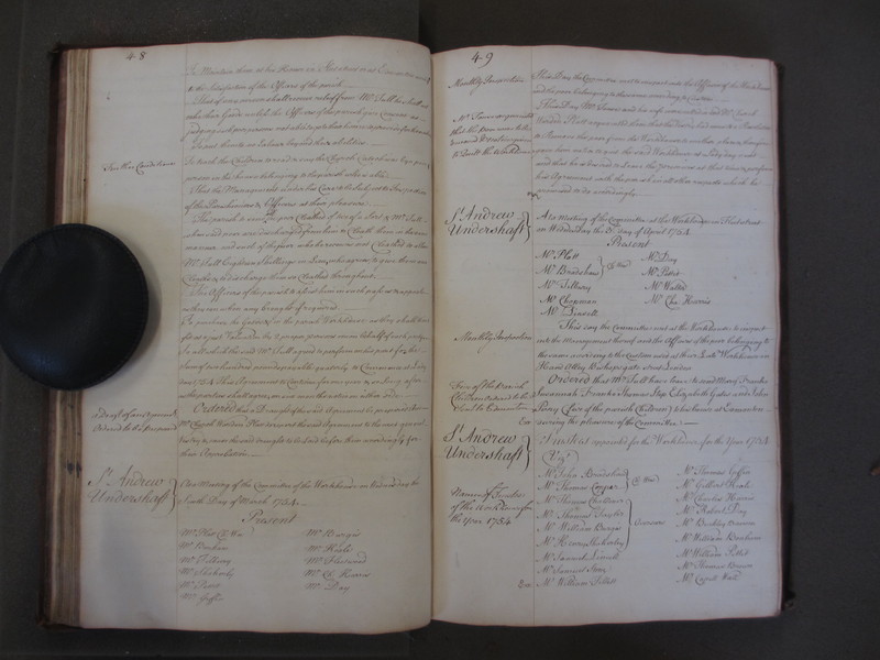 St Andrew Undershaft - Workhouse Minute Book 1748-1780 p48-49 image 1