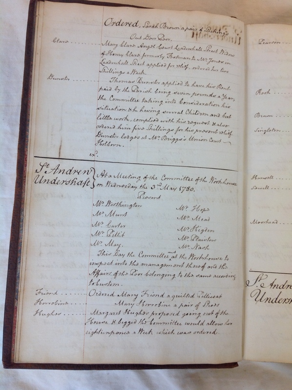 St Andrew Undershaft - Workhouse Minute Book 1780-1801 p2 image 1