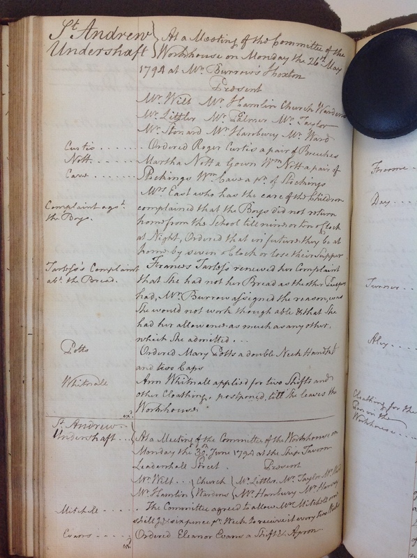 St Andrew Undershaft - Workhouse Minute Book 1780-1801 p160 image 1 St Andrew Undershaft - Workhouse Minute Book 1780-1801 p160 image 1