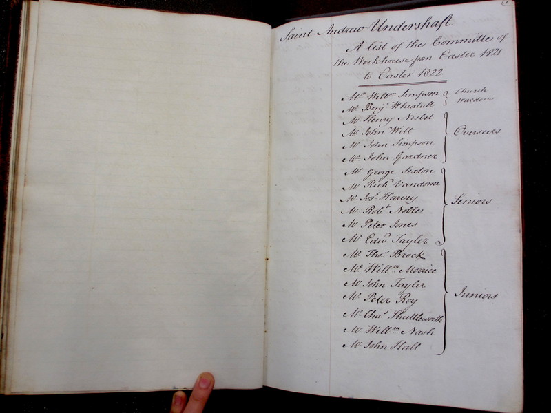 St Andrew Undershaft - Workhouse Minute Book 1822-1828 p1 image 1 St Andrew Undershaft - Workhouse Minute Book 1822-1828 p1 image 1