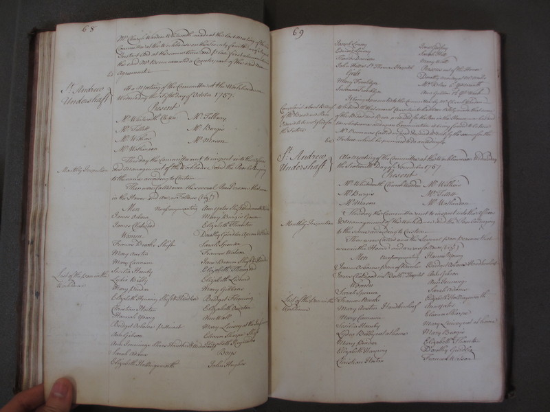 St Andrew Undershaft - Workhouse Minute Book 1748-1780 p68-69 image 1