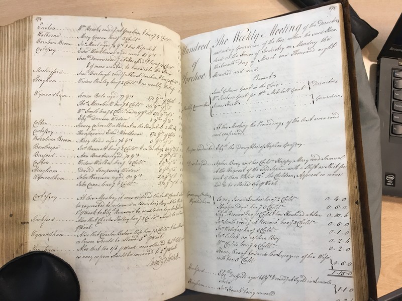 Forehoe Hundred - House of Industry Minute Book 1807-1809 p374-375 image 1 Forehoe Hundred - House of Industry Minute Book 1807-1809 p374-375 image 1