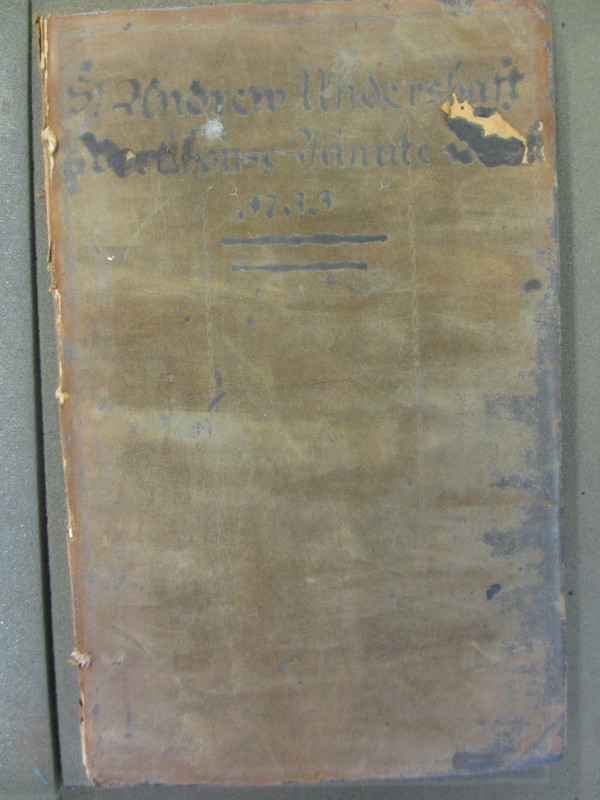 St Andrew Undershaft - Workhouse Minute Book 1732-1748 front cover image 1 St Andrew Undershaft - Workhouse Minute Book 1732-1748 front cover image 1