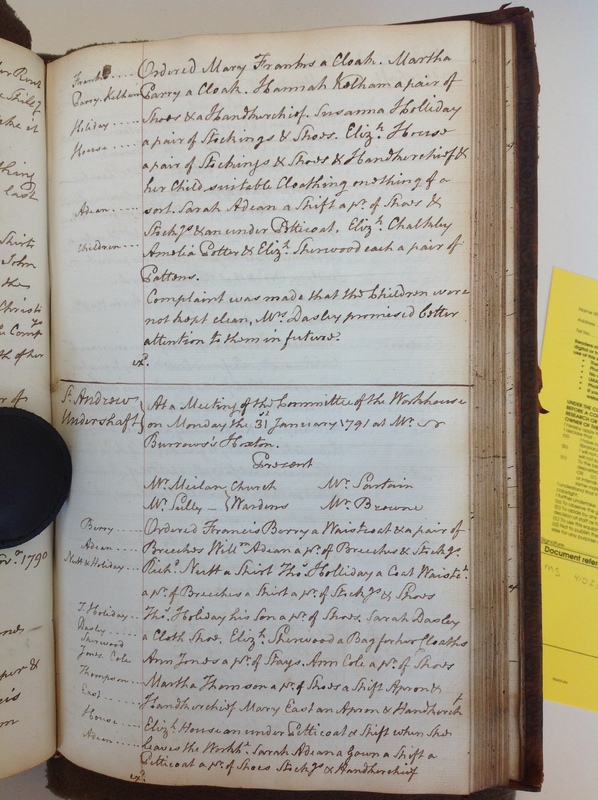 St Andrew Undershaft - Workhouse Minute Book 1780-1801 p129 image 1 St Andrew Undershaft - Workhouse Minute Book 1780-1801 p129 image 1