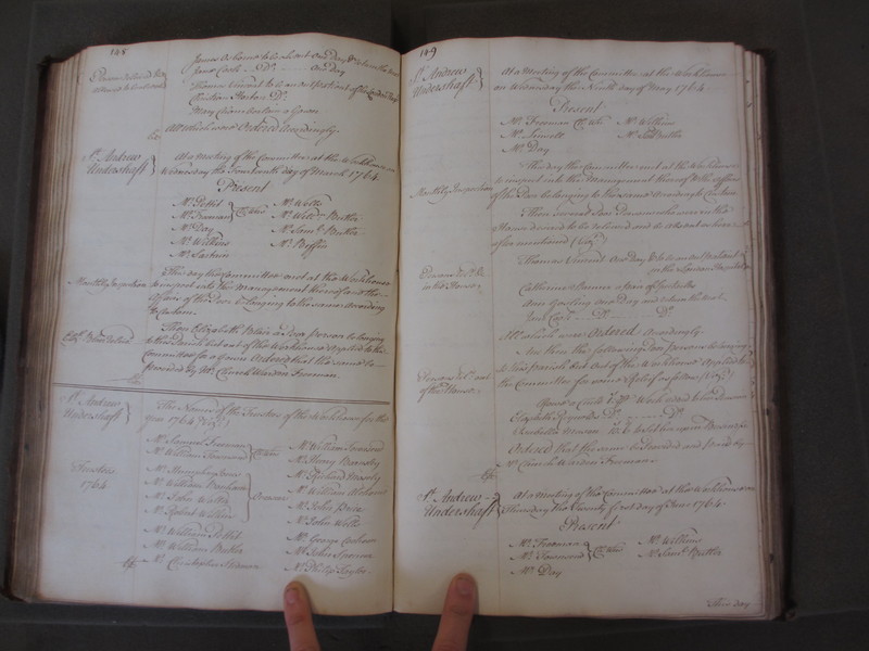 St Andrew Undershaft - Workhouse Minute Book 1748-1780 p148-149 image 1 St Andrew Undershaft - Workhouse Minute Book 1748-1780 p148-149 image 1