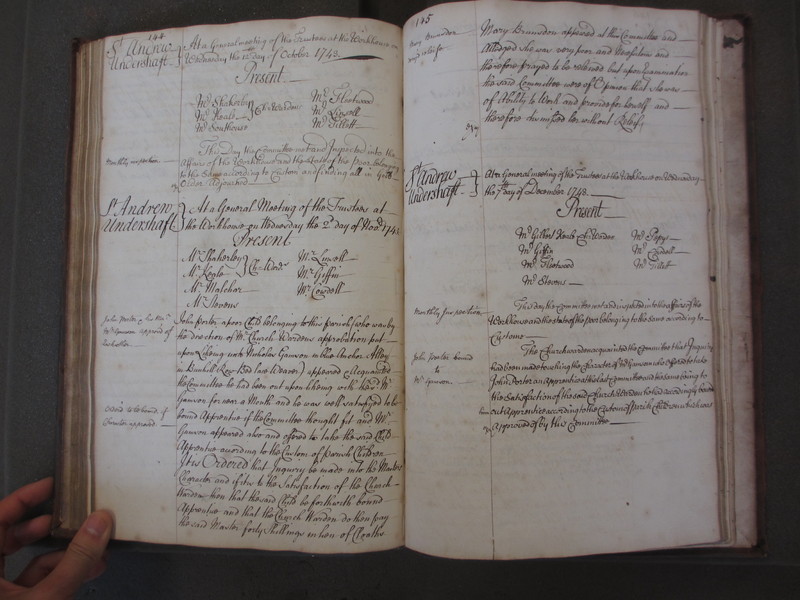 St Andrew Undershaft - Workhouse Minute Book 1732-1748 p144-145 image 1 St Andrew Undershaft - Workhouse Minute Book 1732-1748 p144-145 image 1