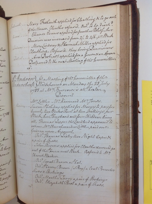 St Andrew Undershaft - Workhouse Minute Book 1780-1801 p105 image 1 St Andrew Undershaft - Workhouse Minute Book 1780-1801 p105 image 1