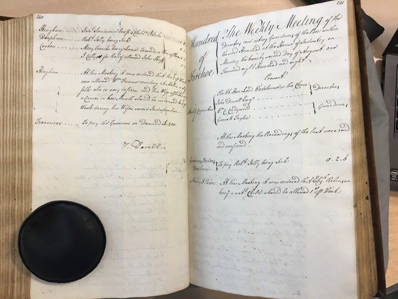 Forehoe Hundred - House of Industry Minute Book 1807-1809 p240-241 image 1