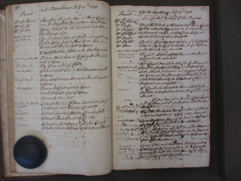 St Andrew Undershaft - Workhouse Minute Book 1732-1748 p16-17 image 1 St Andrew Undershaft - Workhouse Minute Book 1732-1748 p16-17 image 1